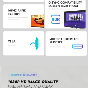 DarkFlash G243FG 23.8-inch 165Hz IPS Full HD Gaming Monitor – 1ms Response Time, DP & HDMI Connectivity