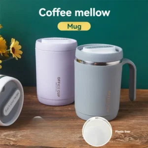 1PCS Office Large-Capacity Mug – Creative High-Value Coffee Cup with Cover | Simple and Practical Drinking Cup for Students & Office Use