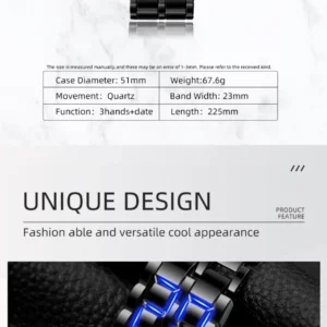 Fashion Black Full Metal LED Lava Watch – Blue Display for Men | Bazaar2Door