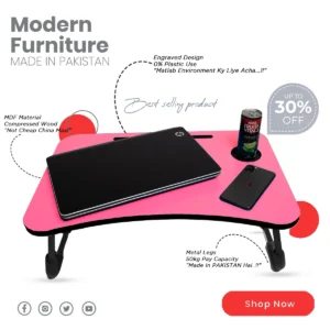 Gaming Laptop Table Stand with Cooling Fan – Foldable & Ergonomic Design with Tablet and Cup Holder Slots