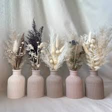 Small Vase with Gold Leaf (Buds not Included) – Dried Flower Vase | Bud Vase | Neutral Boho Decor | Customizable