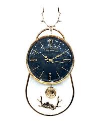 Golden Deer Head Pendulum Wall Clock – Elegant Black & White Dial